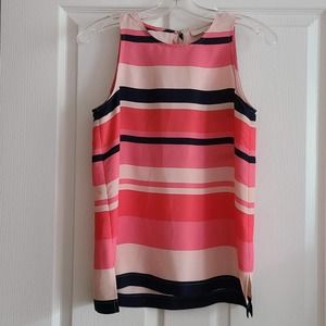 ANN TAYLOR LOFT Multicolor Pink‎ Black Striped Sleeveless Top Women's Size XS